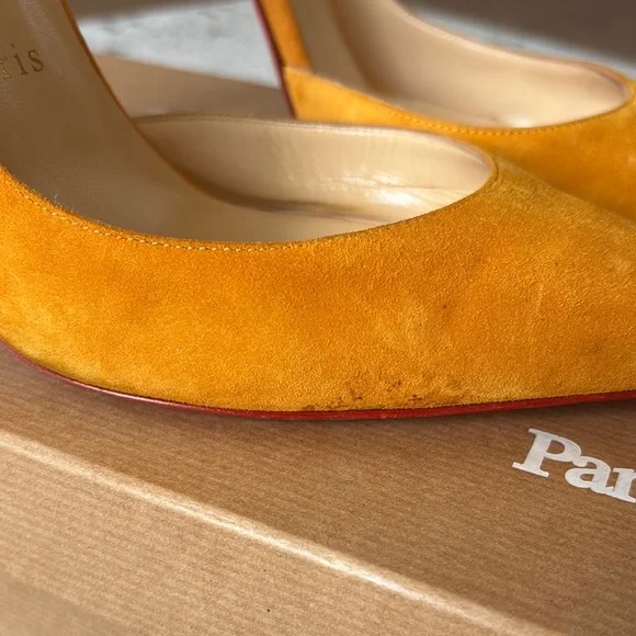 Christian Louboutin Yellow Suede Heels - Picture 4 of 8